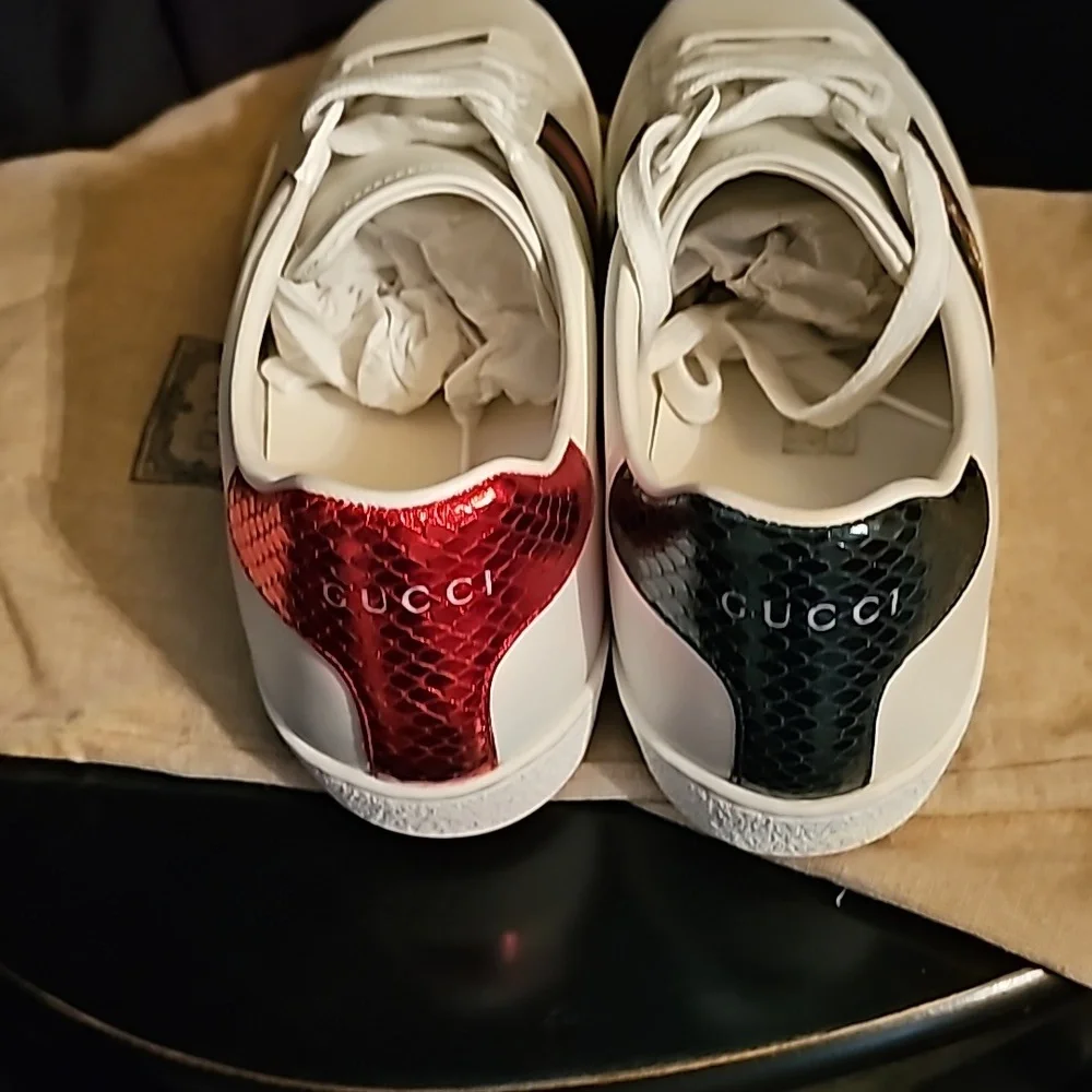 Gucci white embroidered Bee Ace sneakers size 40+ worn ONCE perfect condition - Picture 6 of 12